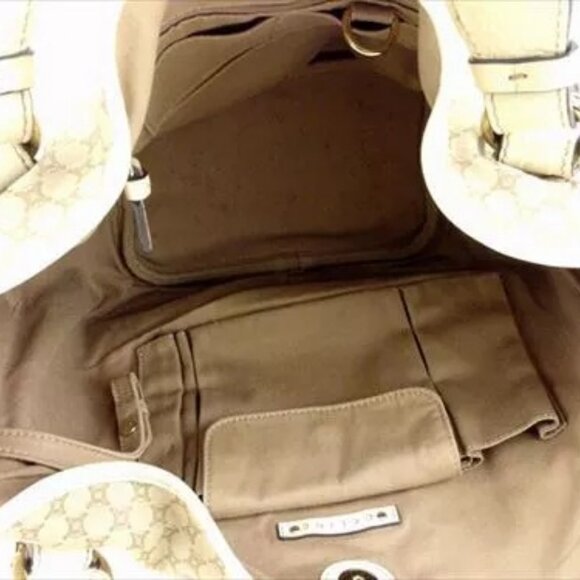 Celine Tote bag Macadam Beige Canvas Leather Woman Authentic Used - Picture 12 of 15